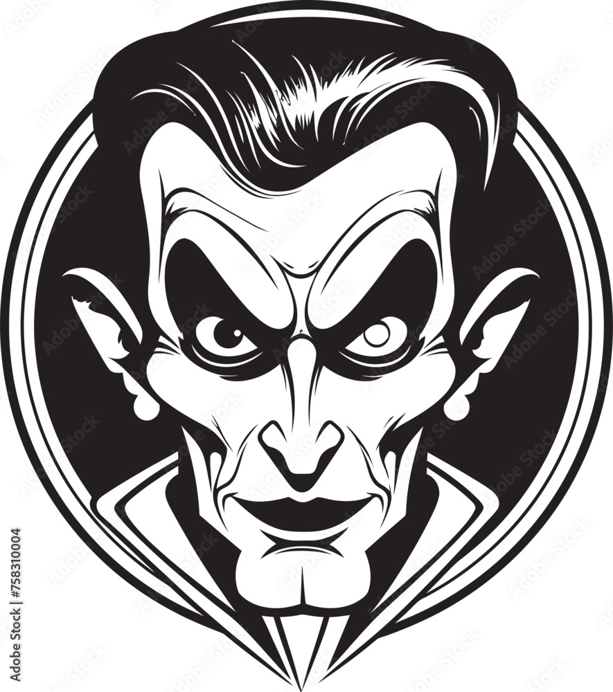 Fototapeta premium Sinuous Vampire Seal: Ominous Black Icon Ephemeral Vampire Badge: Transcendent Vector Insignia