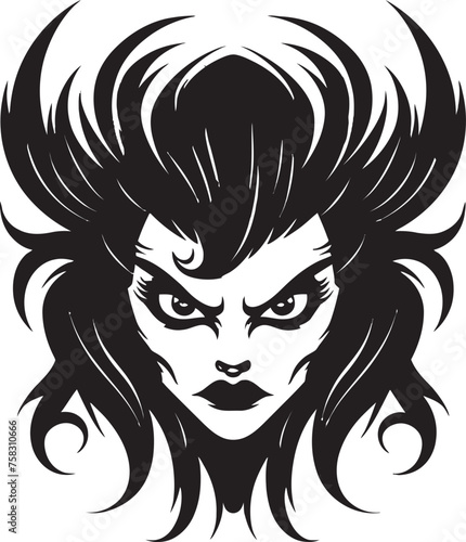 "Twilight's Tranquility: Eerie Witch Logo in Black" "Cryptic Coven: Creepy Witch Monster Icon"
