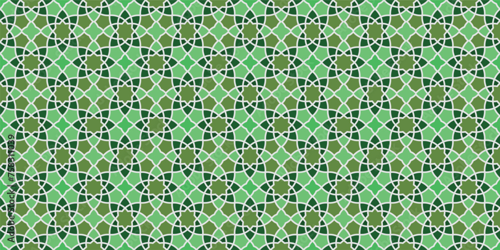 Arabic mosaic seamless pattern. Ramadan decorative background