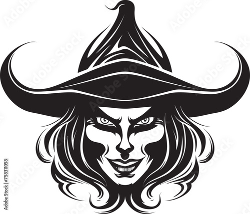 "Nocturnal Nexus: Creepy Witch Monster Vector Icon" "Crimson Coven: Sinister Female Witch Emblem"