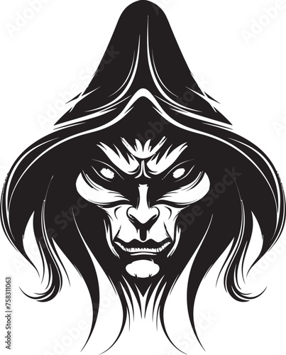 "Crimson Coven: Sinister Female Witch Emblem" "Dusk's Descent: Eerie Witch Vector Logo"