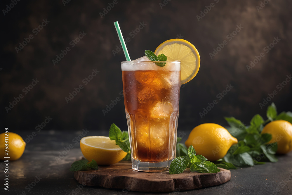 Fototapeta premium Refreshing citrus cocktail with fruits