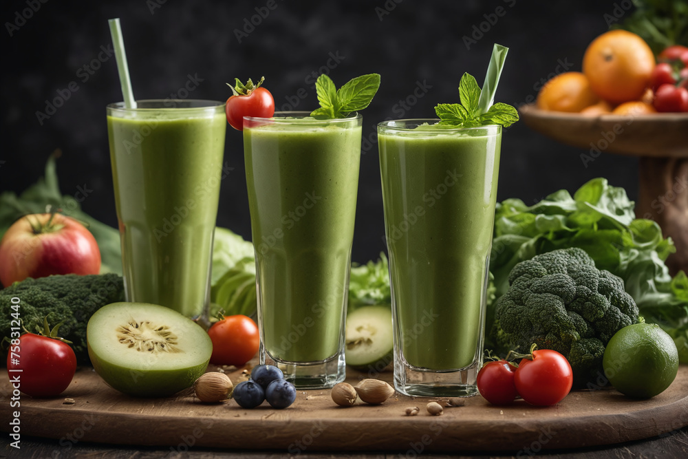 Heap of various fruit and vegetables drink Heap of various fruit and vegetables drink