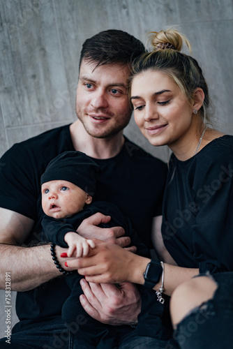 Young family with newborn baby