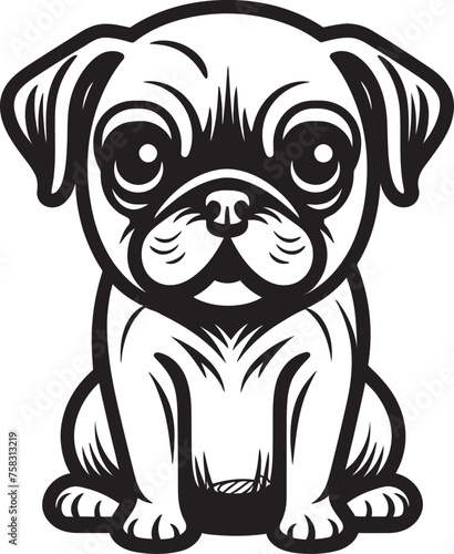 Pug Nobility: Elegant Black Logo Vector Pug Grace: Poised Iconic Vector Design