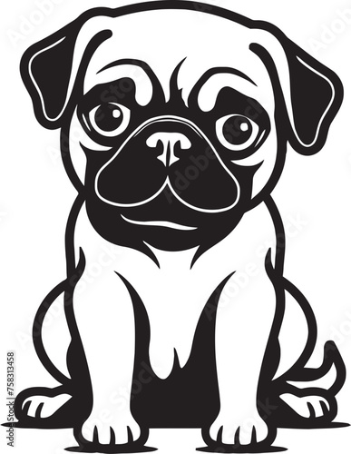 Vibrant Pug Icon  Playful Black Logo Vector Pug Love  Elegant Vector Design for Dog Owners