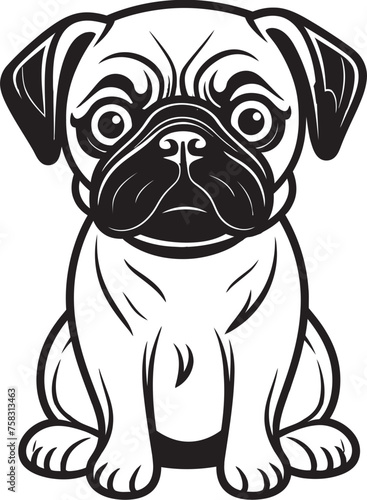 "Pug Portrait: Cute Cartoon Pug Vector Logo Design" "Pug Playdate: Playful Dog Symbol in Black"