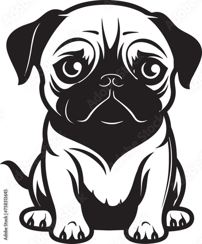"Pug Portrait: Cute Cartoon Pug Vector Logo Design" "Pug Playdate: Playful Dog Symbol in Black"