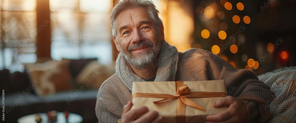Adult Son Giving Gift To Senior Father, Background Images , Hd Wallpapers