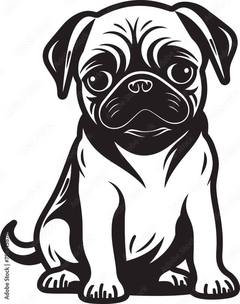 Lovable Pug Illustration: Vector Logo Design Concept Sweet Pug Symbol: Vector Icon for Dog Lovers
