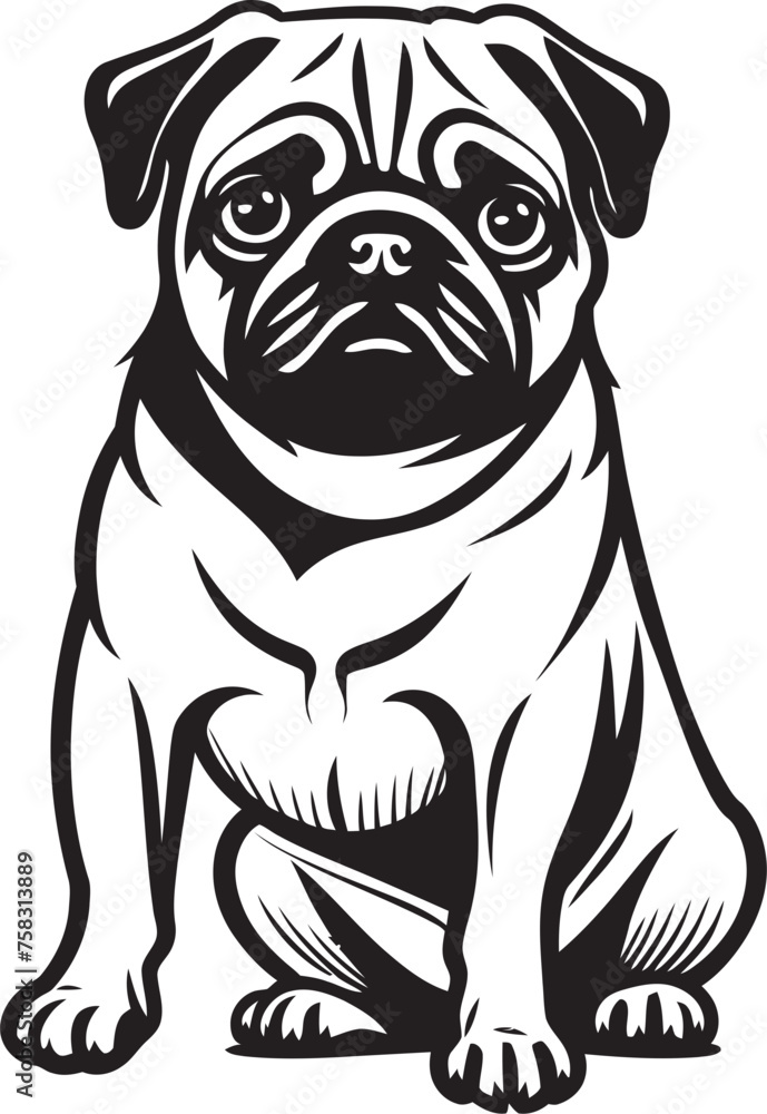 Sweet Pug Symbol: Vector Icon for Dog Lovers Endearing Pug Icon: Sleek Black Logo Vector Art Sweet Pug Symbol: Vector Icon for Dog Lovers Endearing Pug Icon: Sleek Black Logo Vector Art
