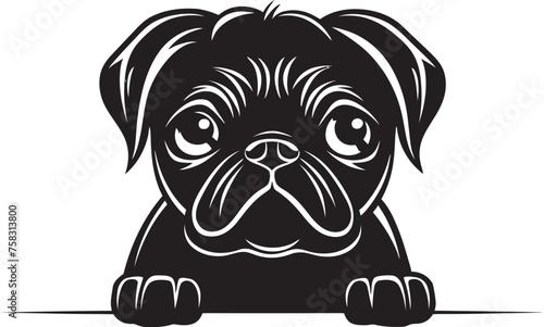 "Pug Portrait: Cute Cartoon Pug Vector Logo Design" "Pug Playdate: Playful Dog Symbol in Black"