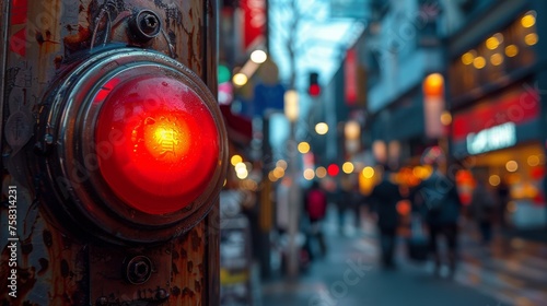 Red Traffic Light by Roadside