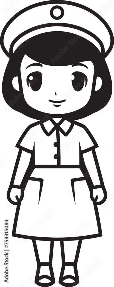 Healing Heart: Nurse Symbol Vector Black Logo Icon Design for Health Organizations Caring Ally: Nurse Hat Vector Black Logo Icon Design for Nursing Schools