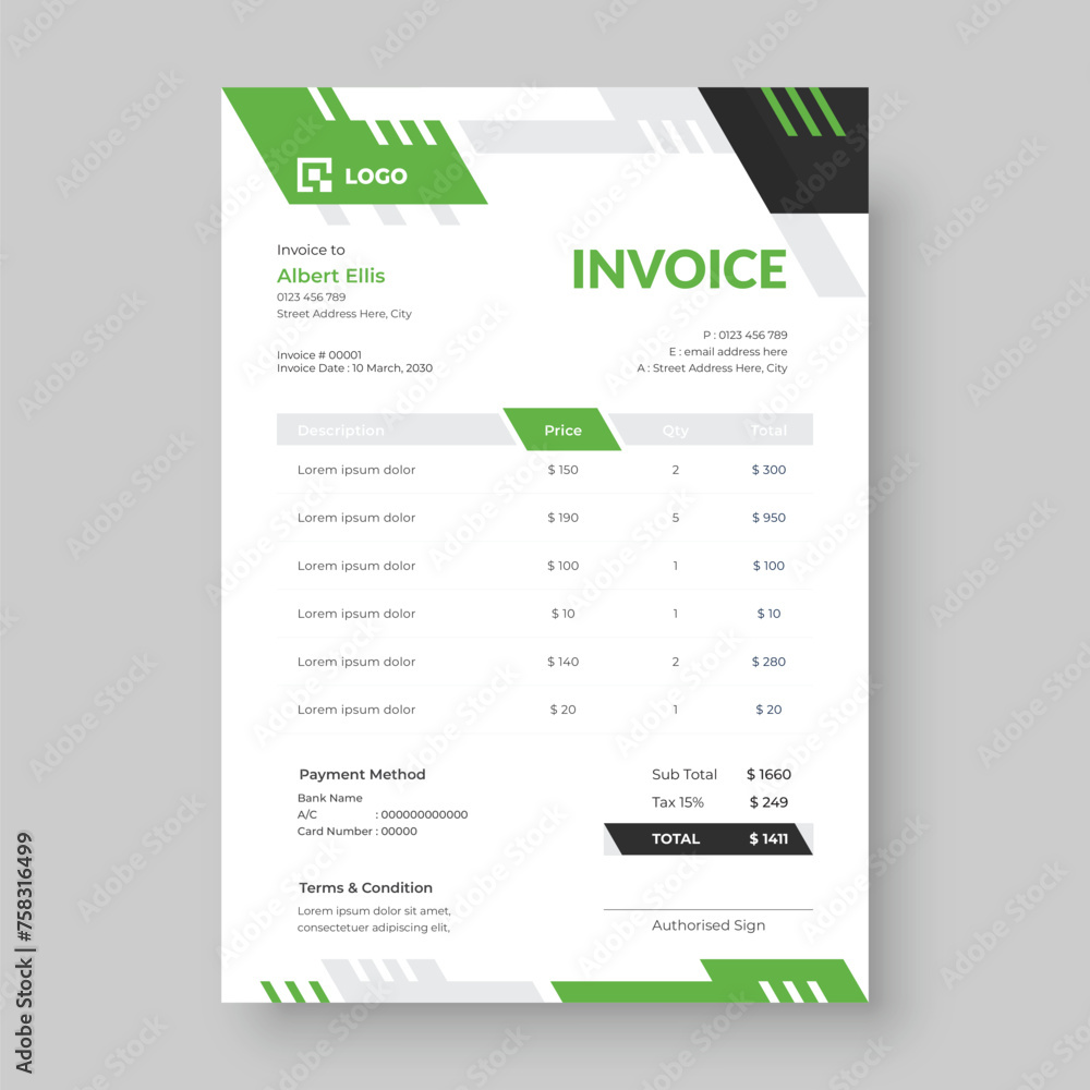 Obraz premium Minimal invoice design template