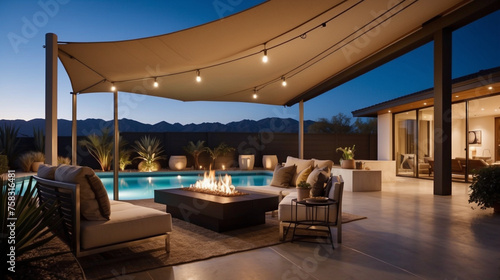 Outdoor Living Area at Dusk