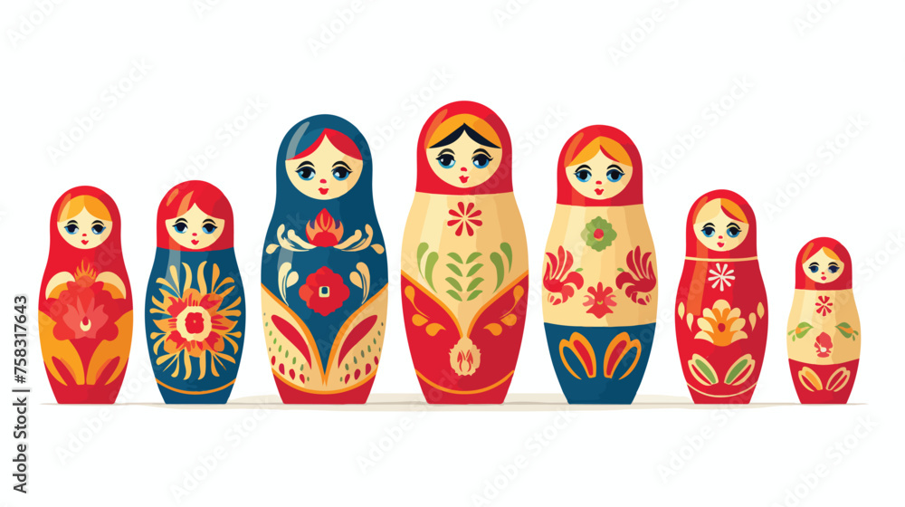 Flat icon A classic set of nesting dolls with color