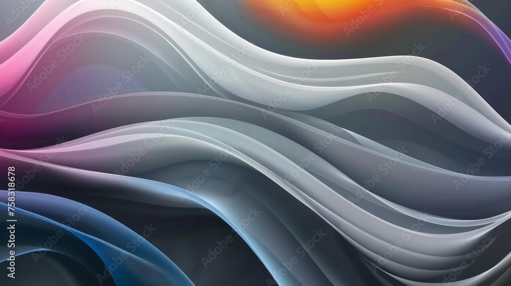 Smooth color transition in flowing abstract pattern. Wave-like abstract art from blue to purple with orange accent. Artistic design with blue, purple, and warm orange hues Smooth color transition in flowing abstract pattern. Wave-like abstract art from blue to purple with orange accent. Artistic design with blue, purple, and warm orange hues