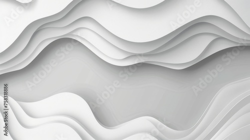 Clean flowing white waves in minimalist abstract design. Pure white curves offering a serene and modern background. Smooth white abstract waves for a simple yet elegant aesthetic.