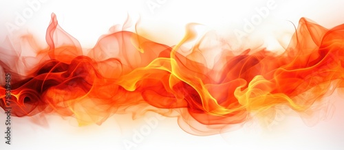 An artistic display of orange and peach flames on a white canvas  creating a vibrant pattern resembling petals. A captivating art piece at an event