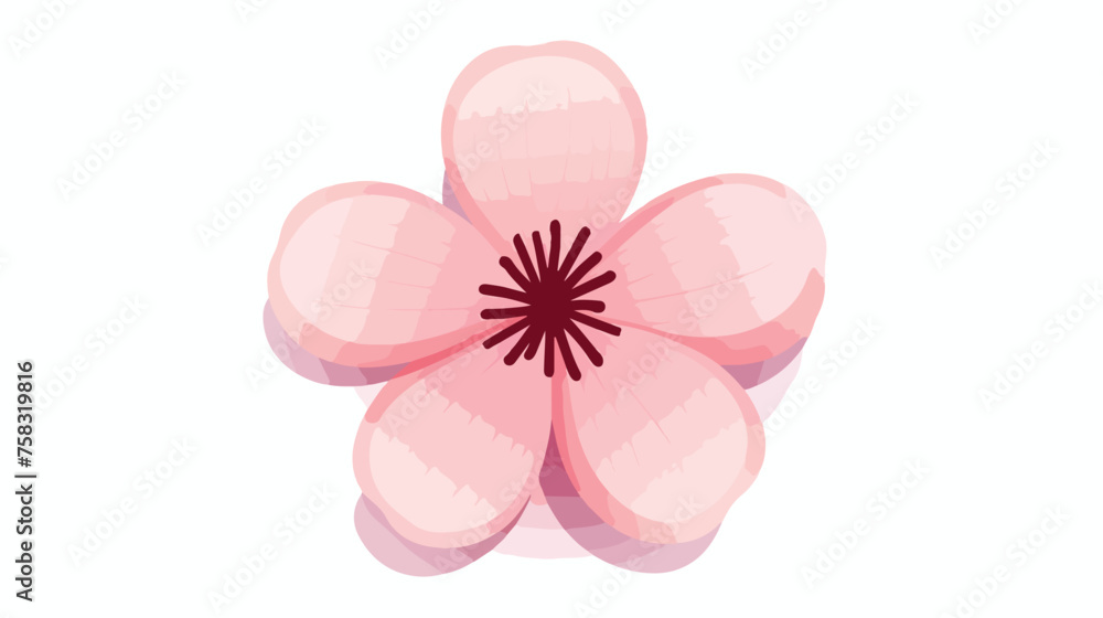 Flat icon A delicate pink cherry blossom flower wit