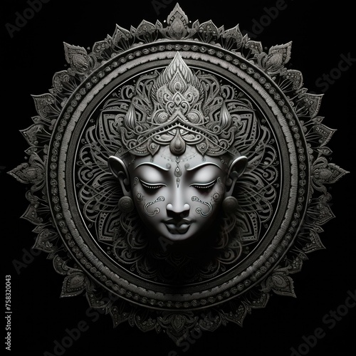 Intricate mandala of a hmaapaa with deep glassy eyes © Rungkan