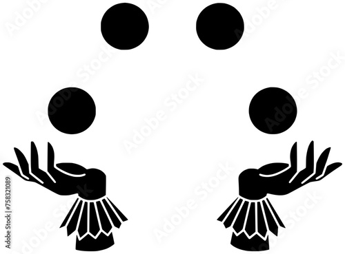 acrobat illustration juggler silhouette juggling logo recreational icon male outline amusement multi-task park people performance performer person play show shape skill standing stick for vector