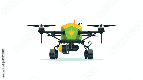 Flat icon A farming drone with a sprayer attached f