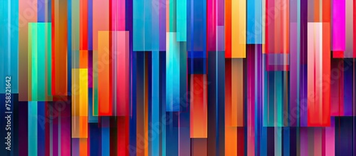 Vibrant magenta and electric blue lines create a symmetrical pattern on a blue background. The colorful art showcases tints and shades, emphasizing parallel lines and a dynamic font photo