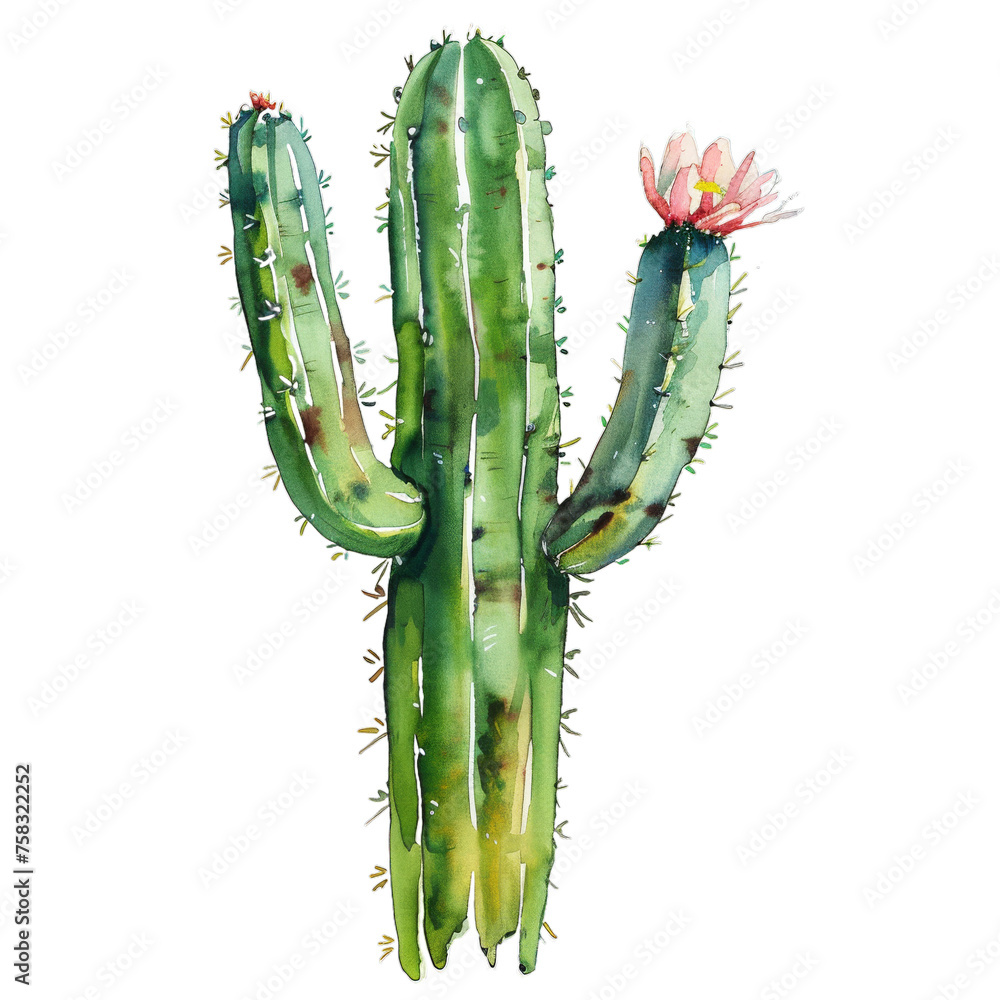 Naklejka premium Watercolor Succulent Cactus 