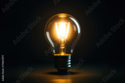 light bulb on dark background, concept of creativity., generative ai