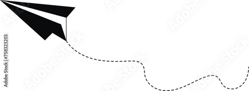 Paper plane with dotted line. Vector Illustration.