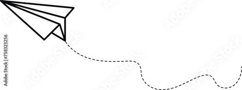 Paper plane with dotted line. Vector Illustration.