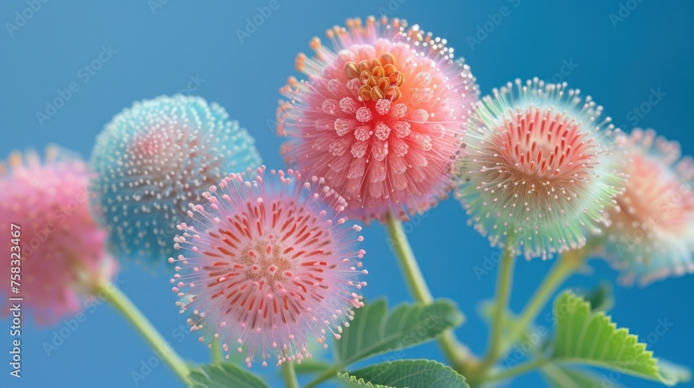 a close up of a bunch of flowers with drops of water on the petals and leaves on top of them. a close up of a bunch of flowers with drops of water on the petals and leaves on top of them.
