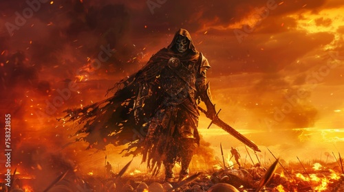 Grim Reaper holding scythe ominously. © Franz Rainer