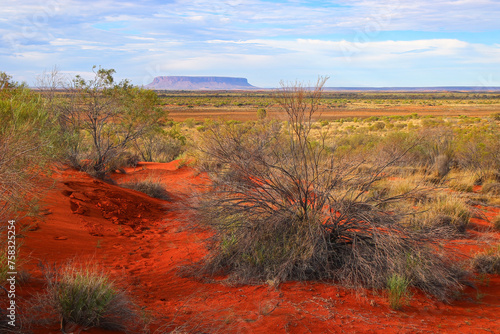 Mount Conner aka Fooluru in the desert plains of the Red Center of Australia in the Northern Territory - Flat inselberg made of sandstone by erosion, called Attila or Attila by the natives photo