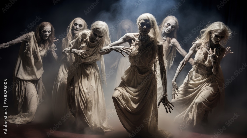 zombie dancers show off their unique dancing skills on the stage
 - obrazy, fototapety, plakaty 
