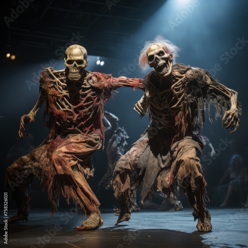 zombie dancers show off their unique dancing skills on the stage 