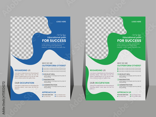 A fresh and creative marketing poster, a return-to-school flyer, and an entry or exit flyer for a junior high education institute can be found on one side of an A4 sheet.
