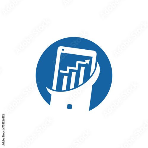 Mobile Graph Logo Template Design. Phone analytics marketing vector logo template 