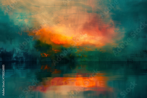 Sunsets of Never series. Landscape of virtual paint.