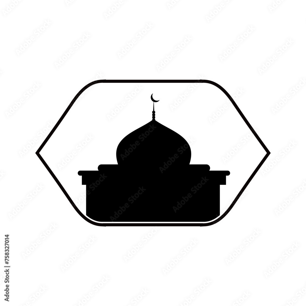 Fototapeta premium mosque logo vecor illustration. Muslim mosque silhouette logo template. Ramadan kareem, eid mubarak