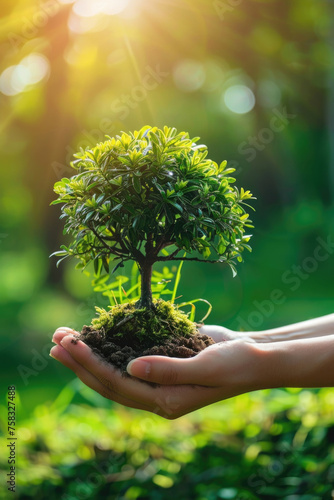 A person holding a small tree, great for environmental or gardening concepts