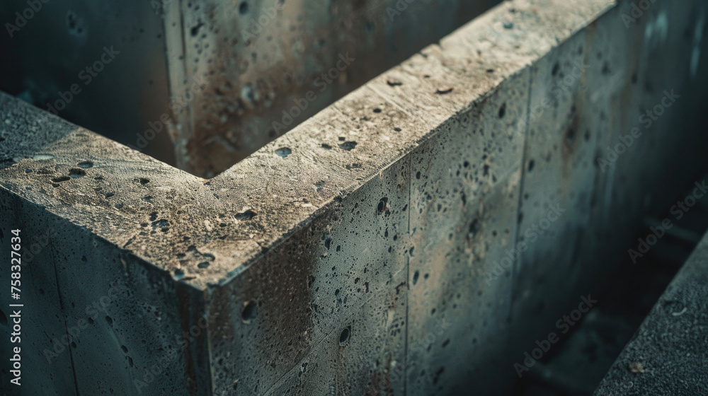 Detailed view of a concrete block with holes. Perfect for construction and industrial concepts Detailed view of a concrete block with holes. Perfect for construction and industrial concepts