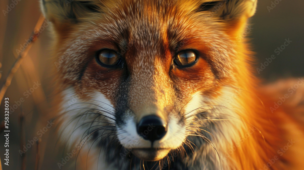 Fototapeta premium Close up of a red fox's face, perfect for wildlife designs