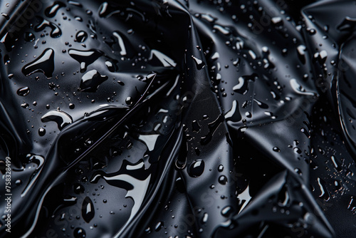 Close up of water droplets on black fabric, suitable for abstract backgrounds