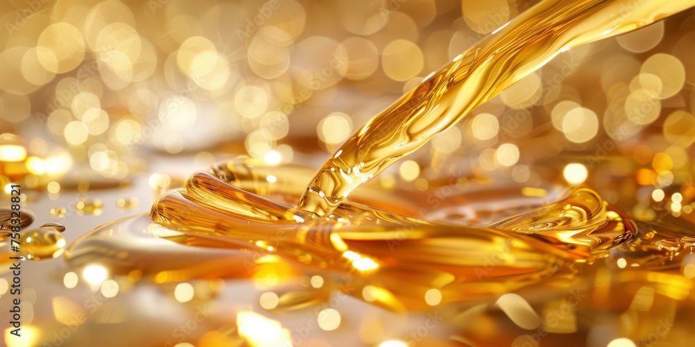 Alchemy of Fluids: Pouring Golden Oil into a Laboratory Flask ...