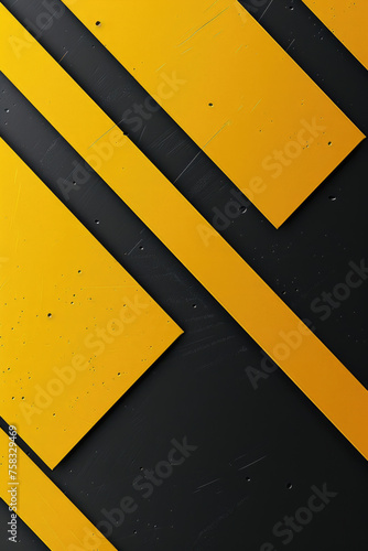 A modern black and yellow wall with geometric lines. Ideal for interior design projects © Fotograf