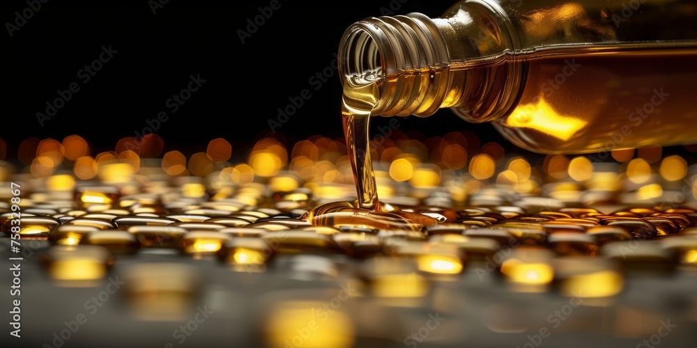 The Essence of Sweetness: Pure Organic Honey Captured in a Mesmerizing Pour, Reflecting Nature's Golden Nectar, Generative AI - obrazy, fototapety, plakaty 
