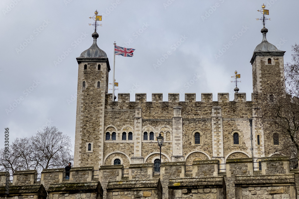 The White Tower at the Tower of London in England